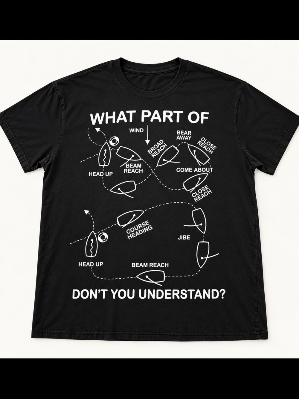 Black Sailing Diagram Graphic Tee - Men %100 cotton